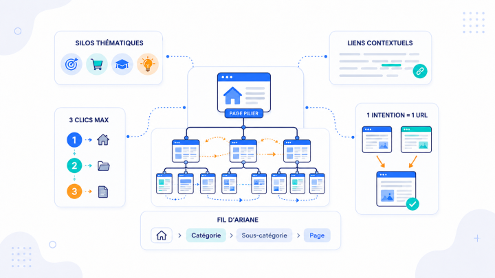 Optimisation SEO : les actions prioritaires pour améliorer votre référencement 2 Architecture et maillage interne en Seo