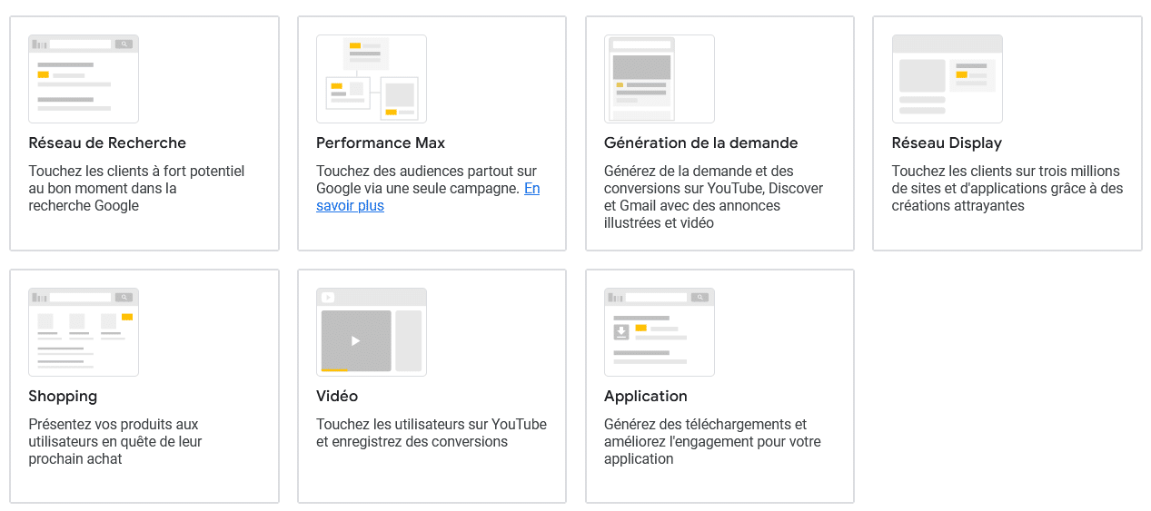 Types de-campagnes Google Ads